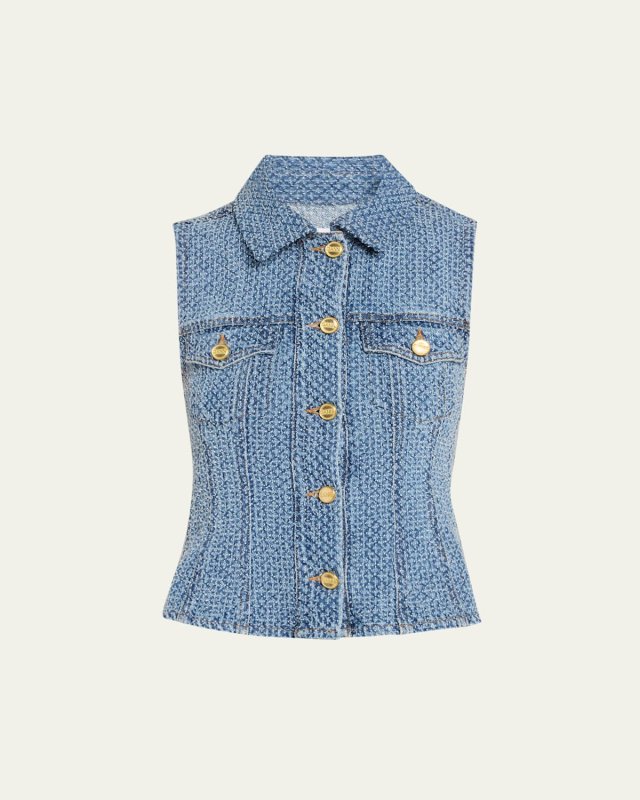 Fluffy Denim Fitted Top